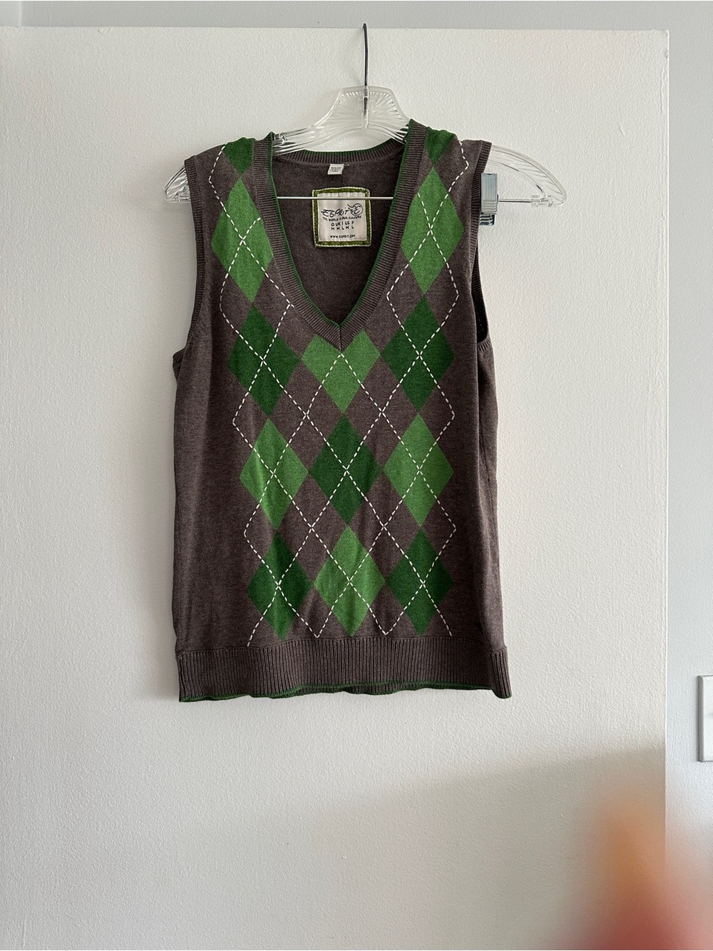 Esprit Gray Sweater with Green Trim